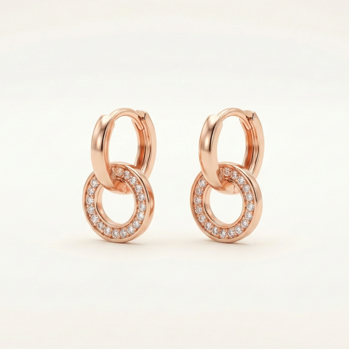 orbit rose gold plated studded hoops