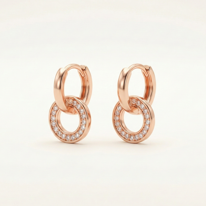 Orbit Rose Gold Plated Studded Hoops