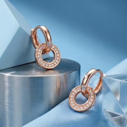Orbit Rose Gold Plated Studded Hoops