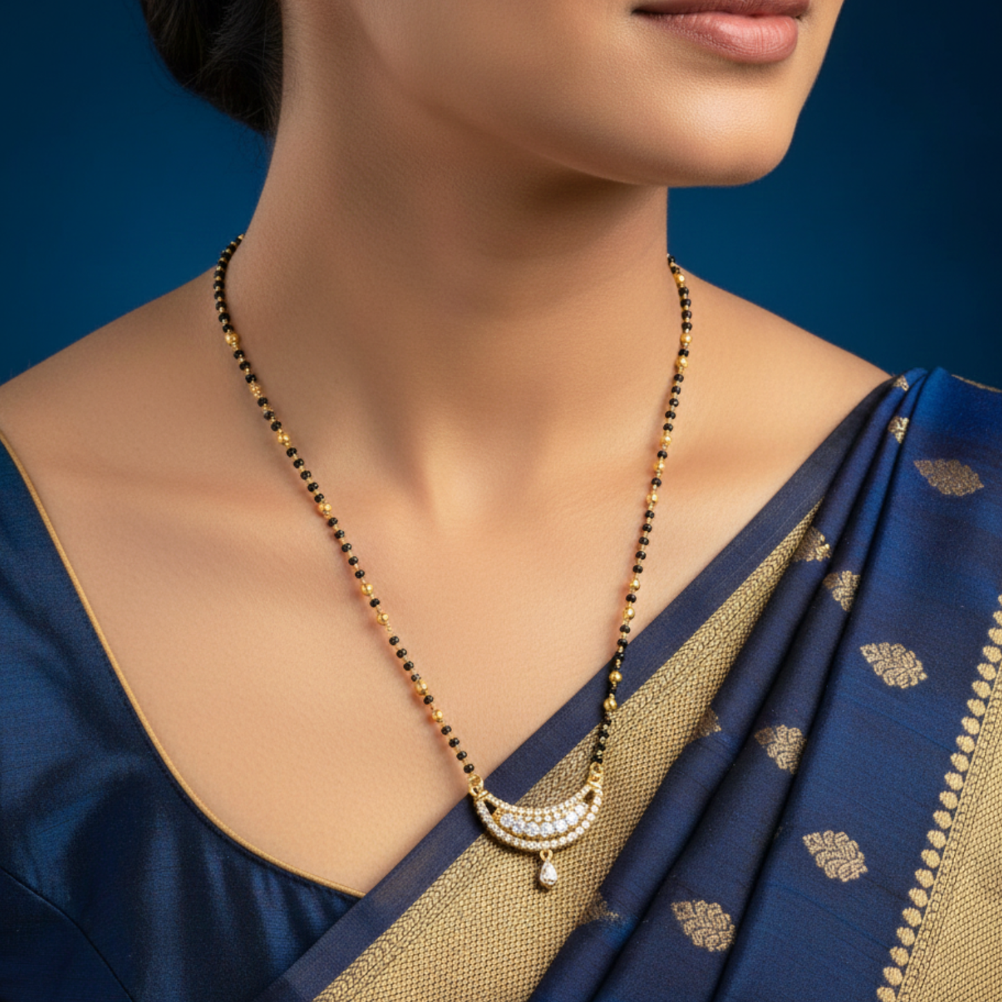 divine moonlight 18 kt thick gold plated mangalsutra