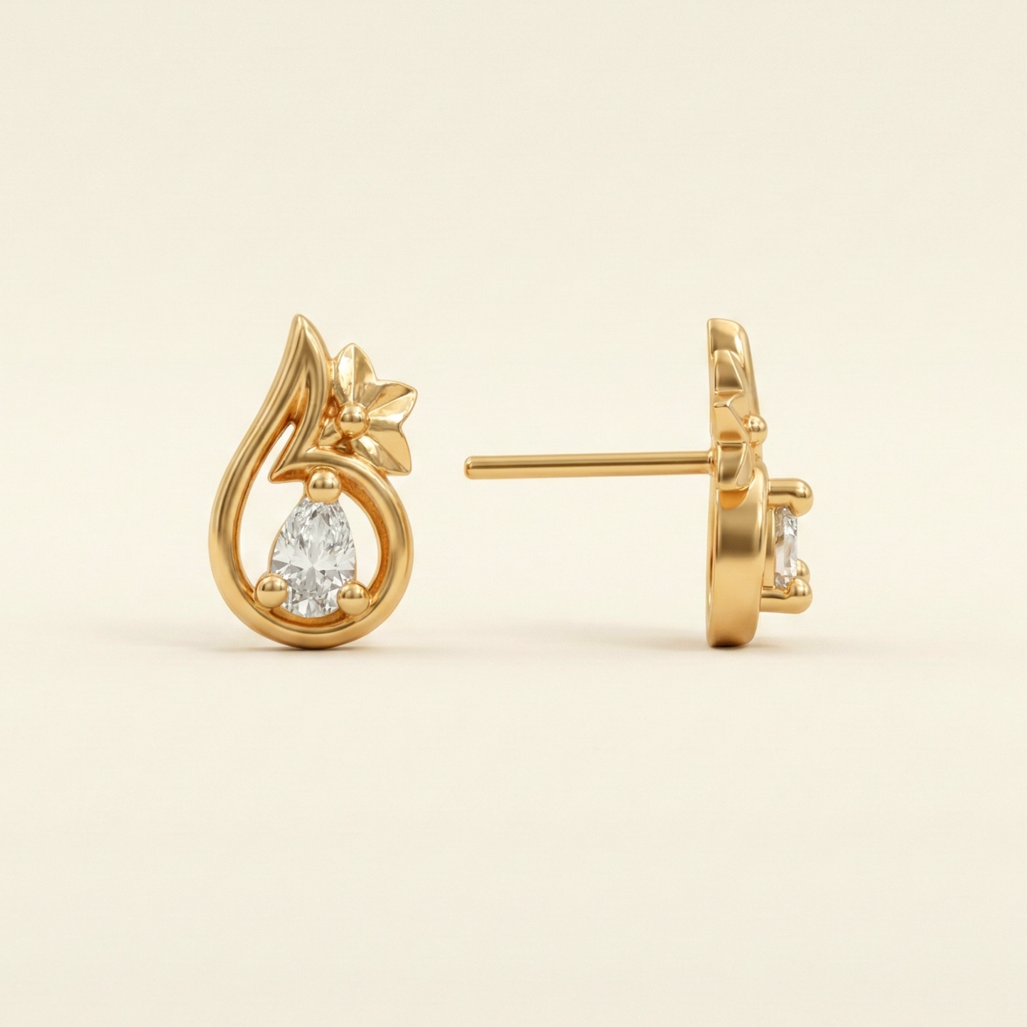 golden teardrop gold plated studs