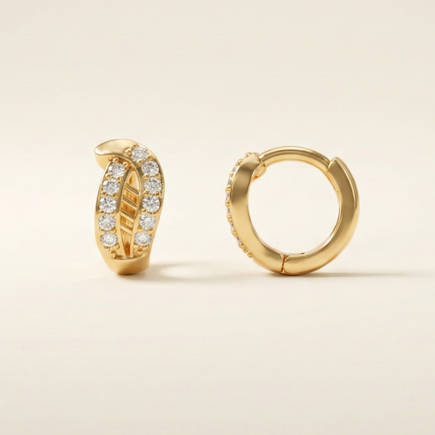 crescent sparkle gold plated hoops