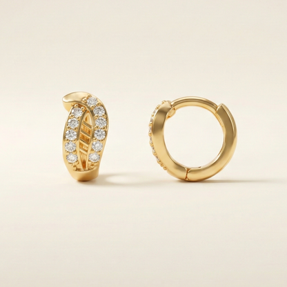 Crescent Sparkle Gold Plated Hoops