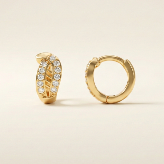 Crescent Sparkle Gold Plated Hoops