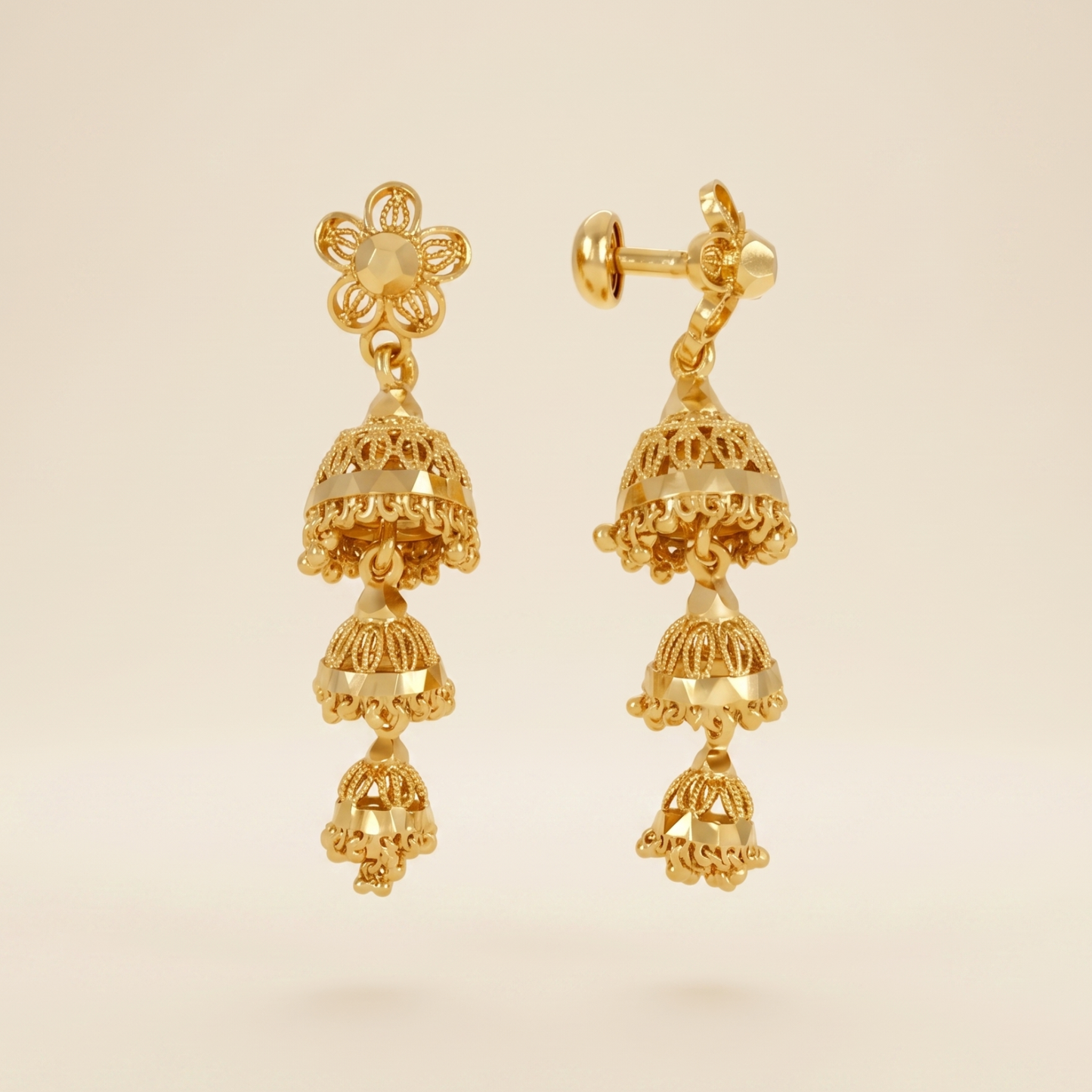 jasmine 18k gold plated jhumkas