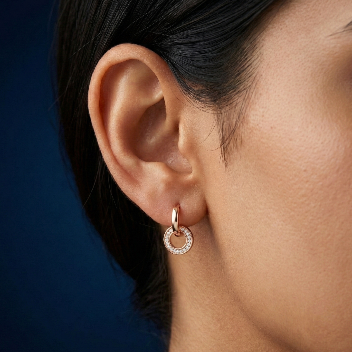 orbit rose gold plated studded hoops