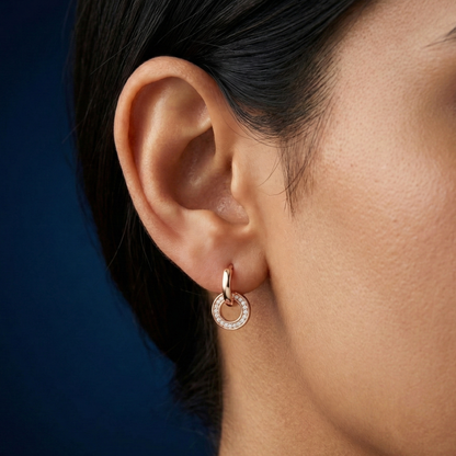 Orbit Rose Gold Plated Studded Hoops