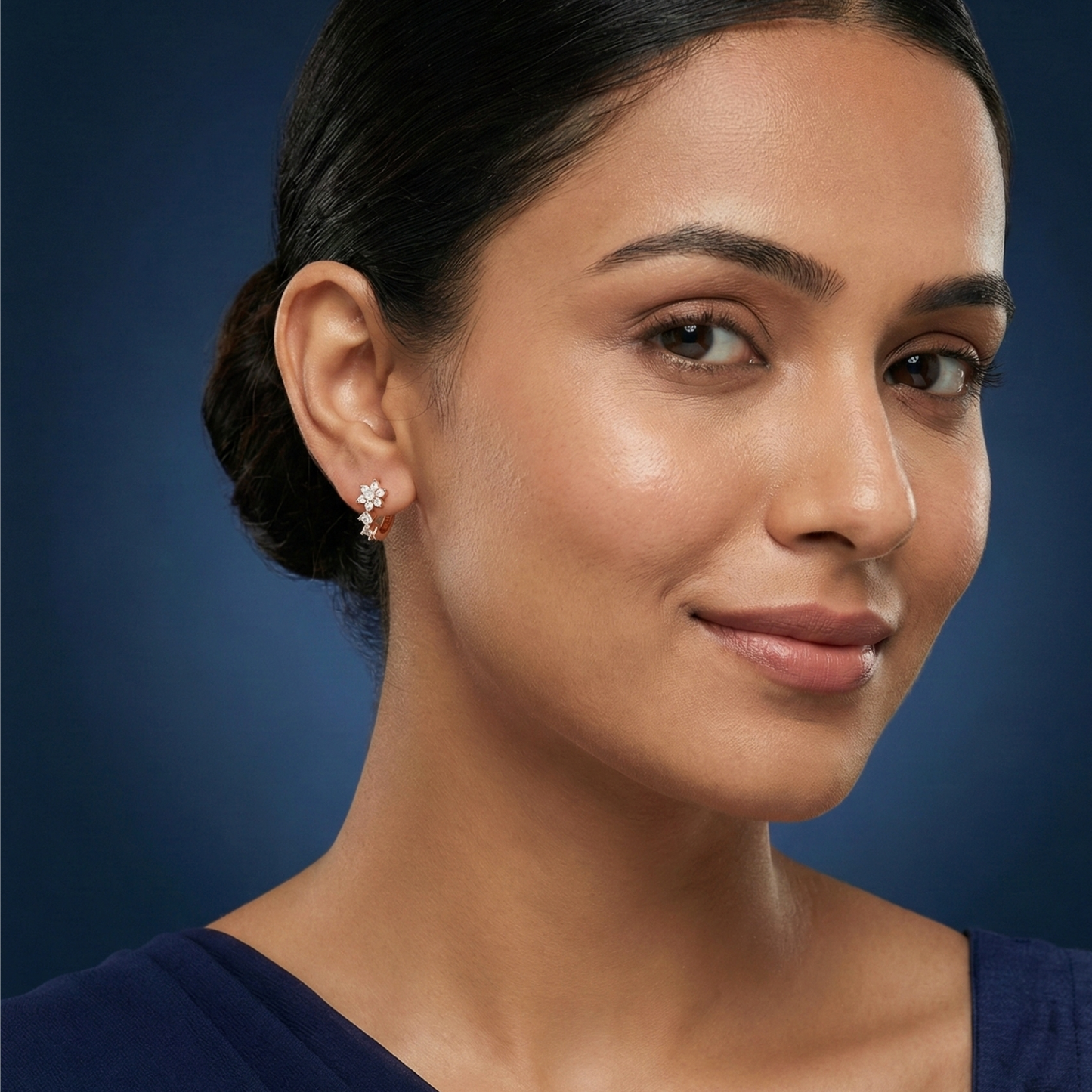 stellar rose gold plated hoops