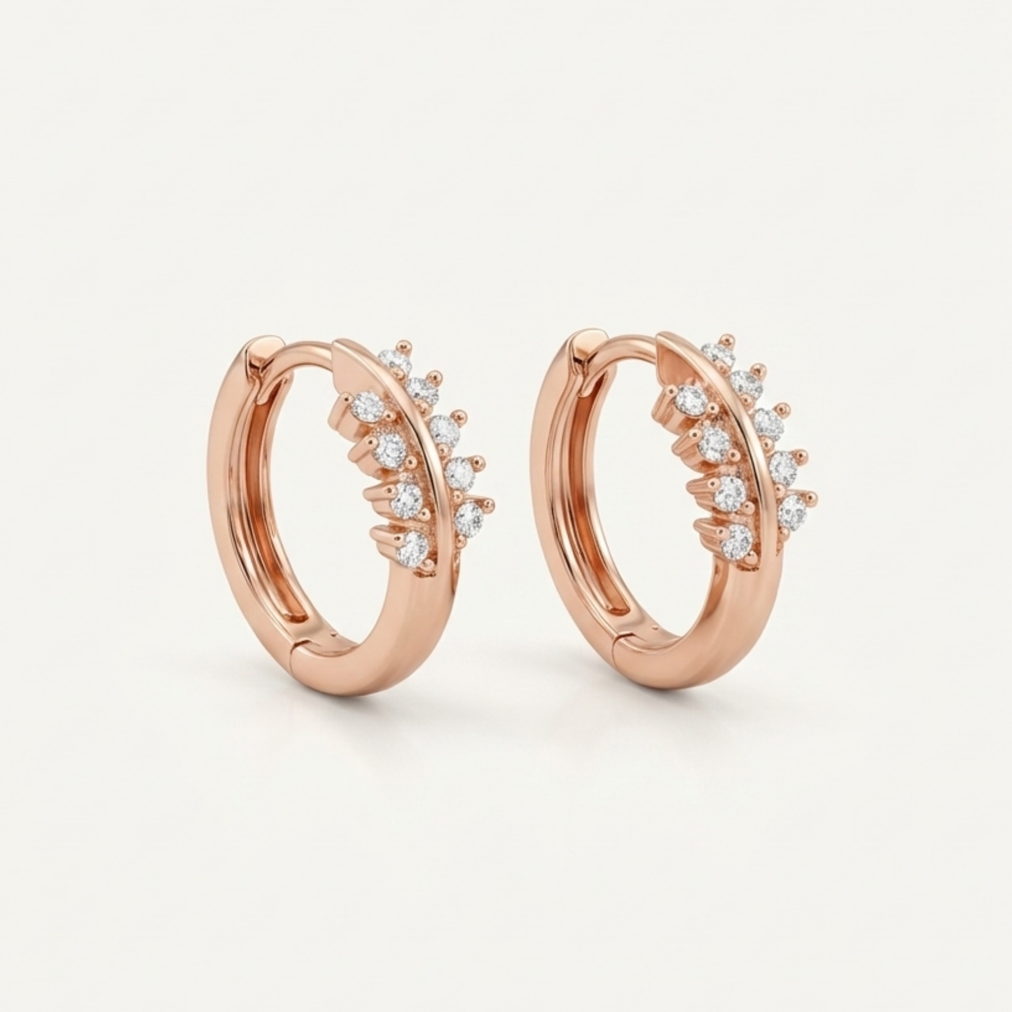peak studded rose gold plated hoops