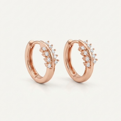 Peak Studded Rose Gold Plated Hoops