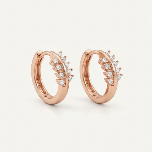 Peak Studded Rose Gold Plated Hoops