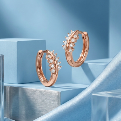 Peak Studded Rose Gold Plated Hoops