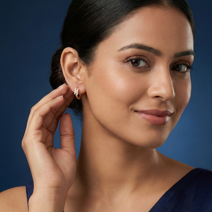 Peak Studded Rose Gold Plated Hoops