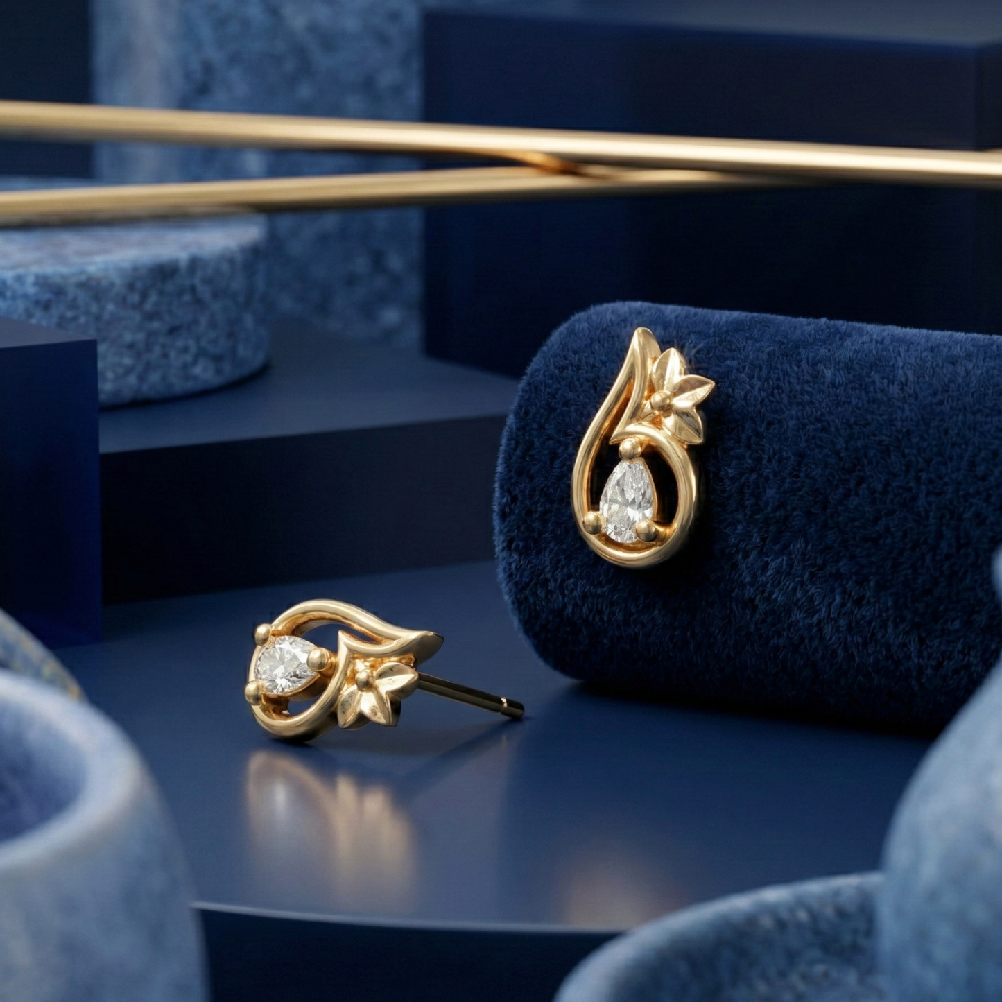 golden teardrop gold plated studs