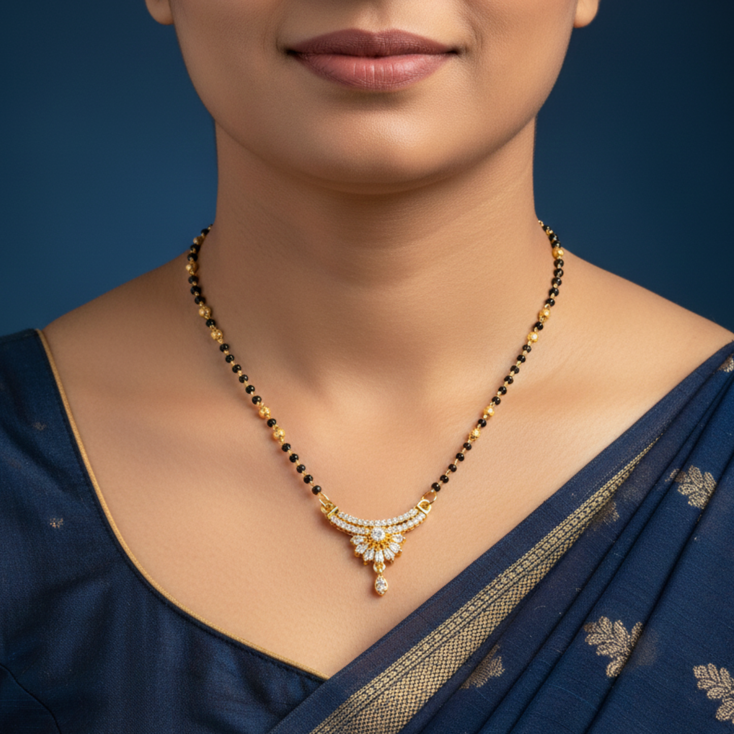 the floral radiance 18 kt thick gold plated mangalsutra