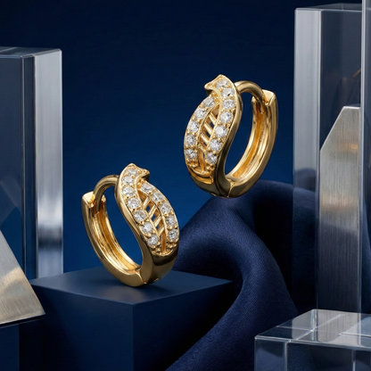 Crescent Sparkle Gold Plated Hoops