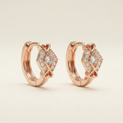 Pave Front Rose Gold Plated Hoops