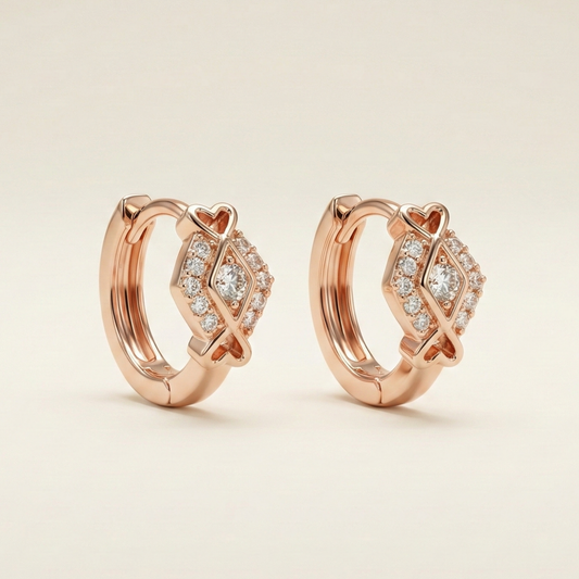 Pave Front Rose Gold Plated Hoops