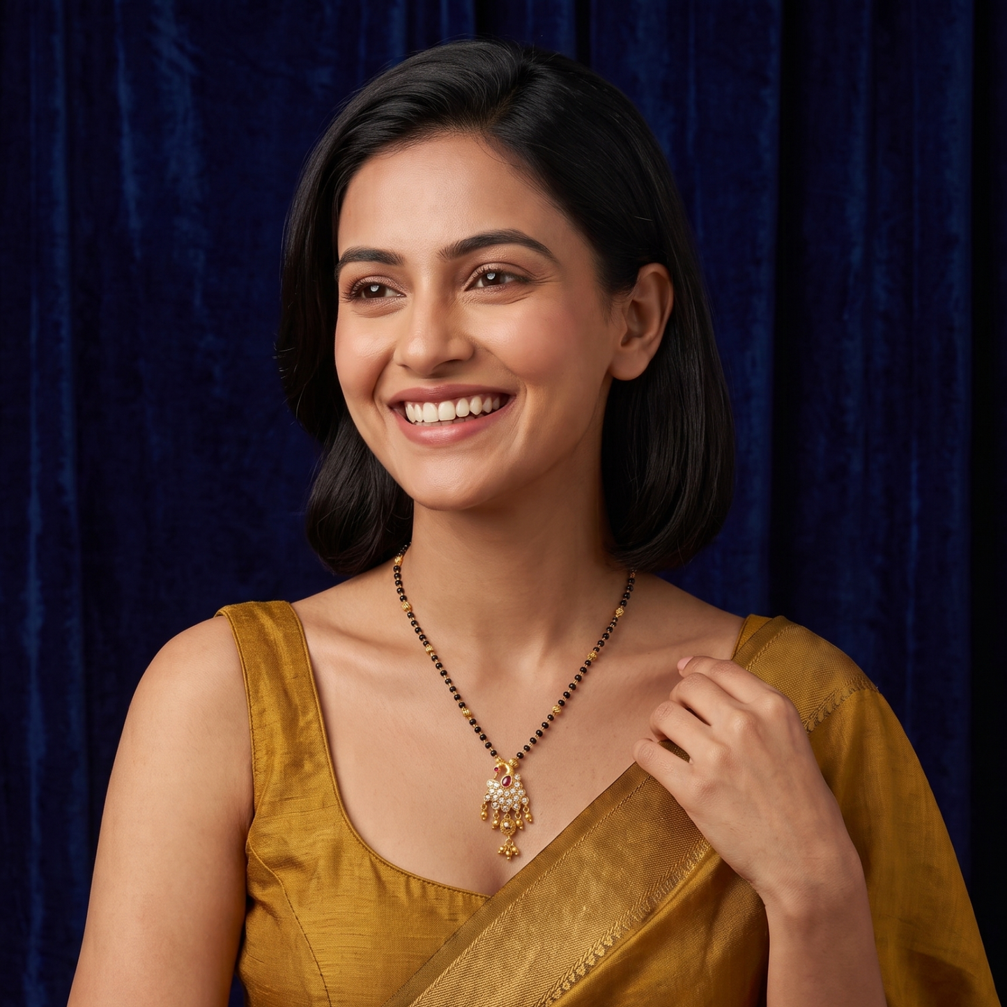 peacock grace 18k gold plated mangalsutra