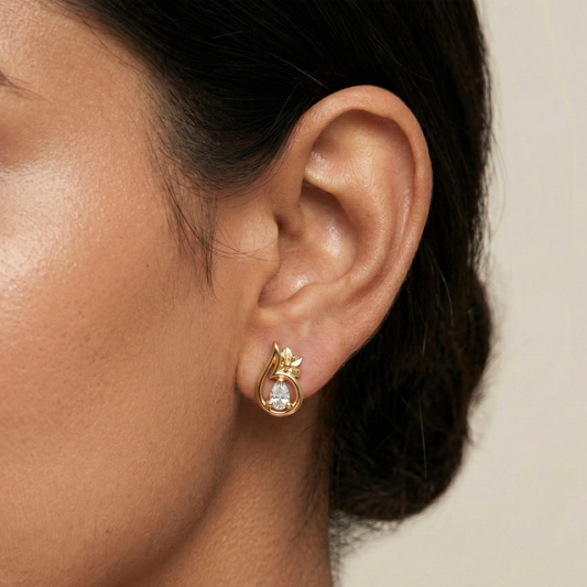 Golden Teardrop 18K Gold Plated Studs