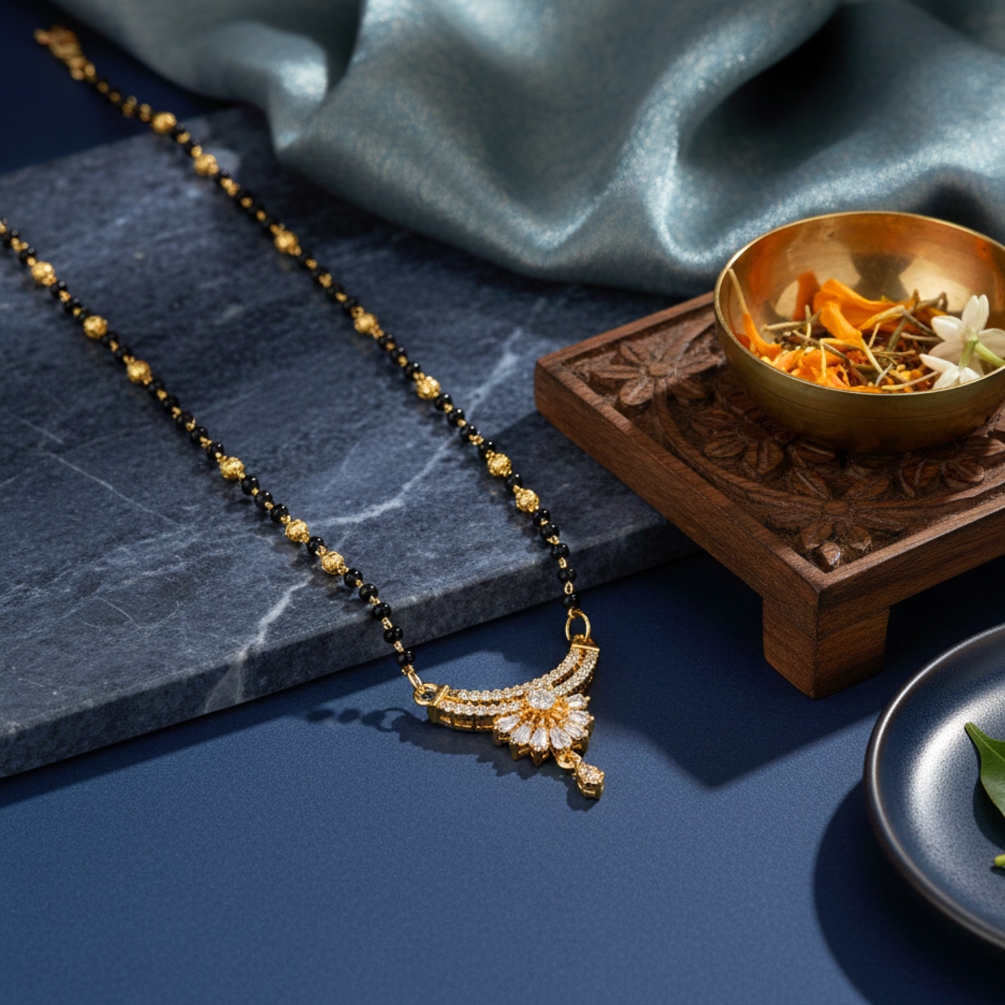 the floral radiance 18 kt thick gold plated mangalsutra