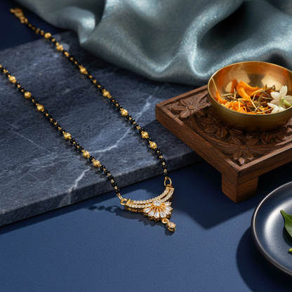The Floral Radiance 18 KT Thick Gold Plated Mangalsutra