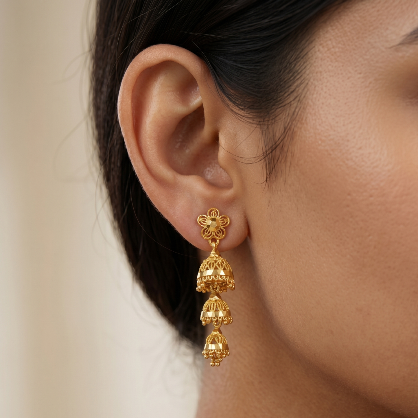 jasmine 18k gold plated jhumkas