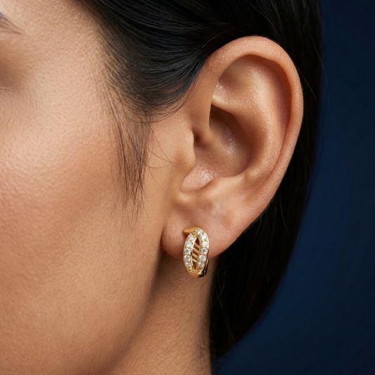 Crescent Sparkle 18K Gold Plated Hoops