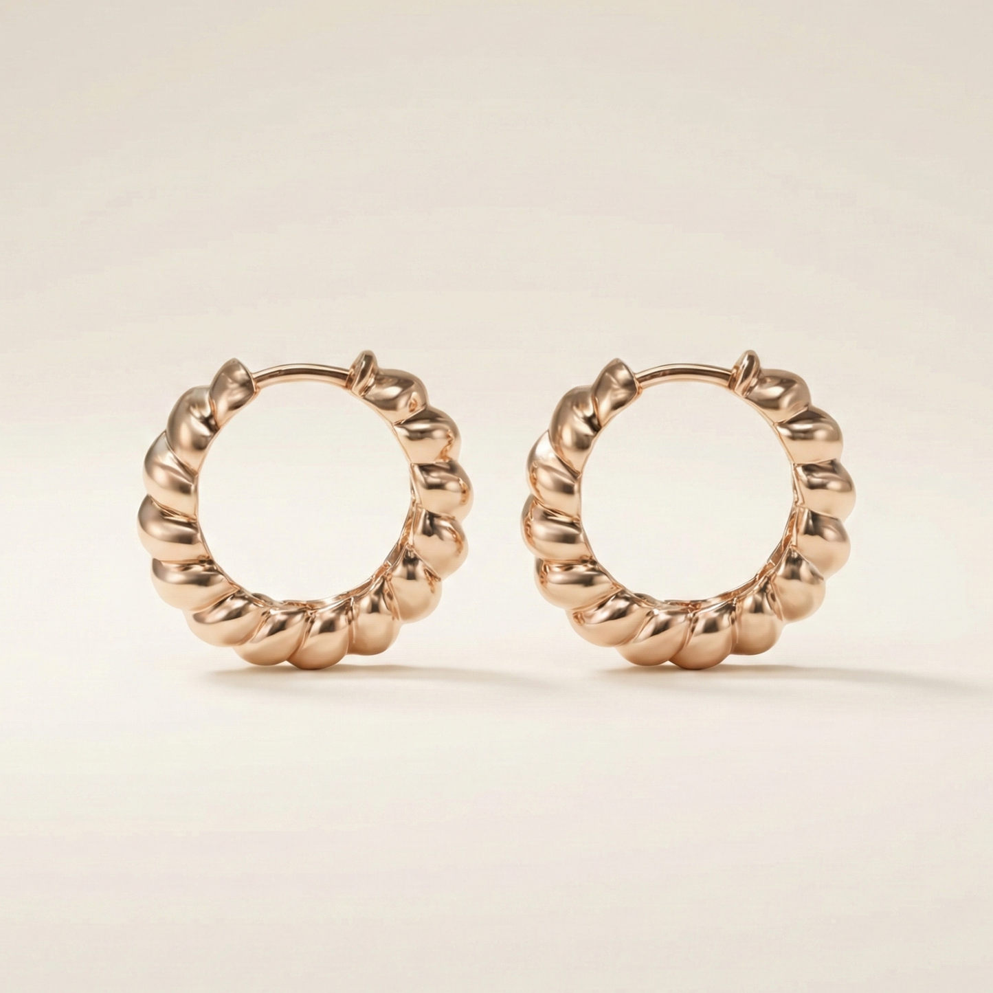 twist mini rose gold plated hoops