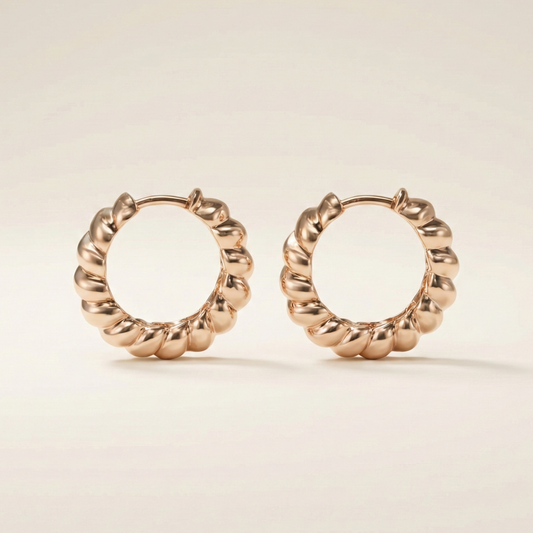 Twist Mini Rose Gold Plated Hoops