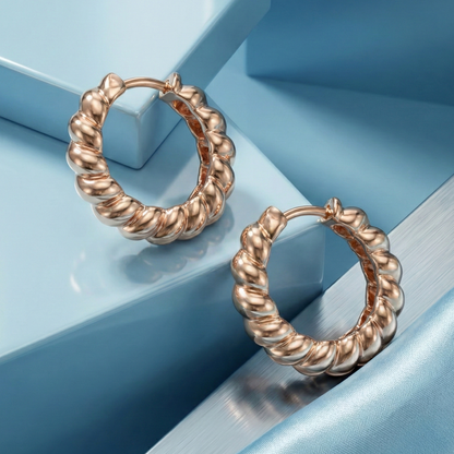 Twist Mini Rose Gold Plated Hoops
