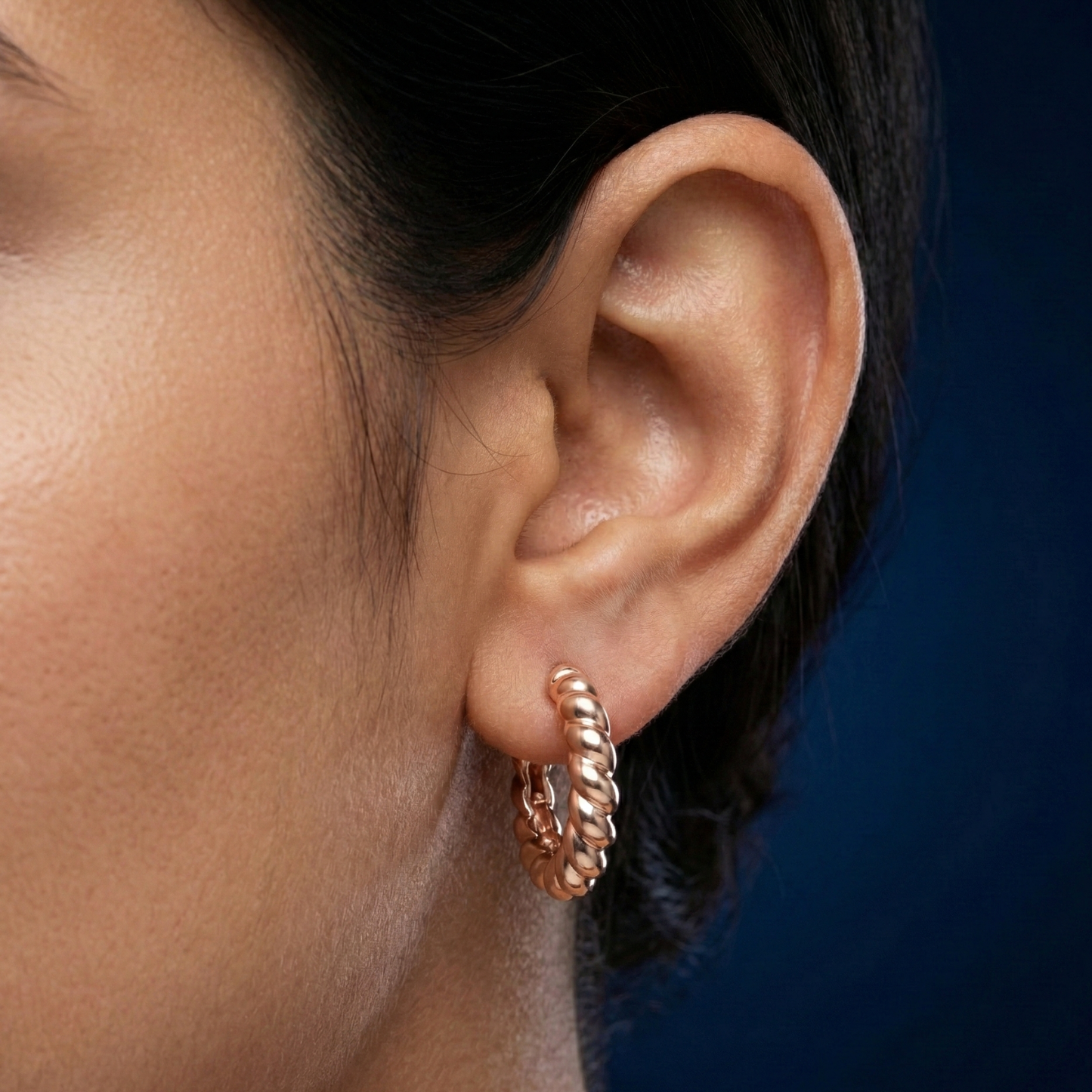 twist mini rose gold plated hoops