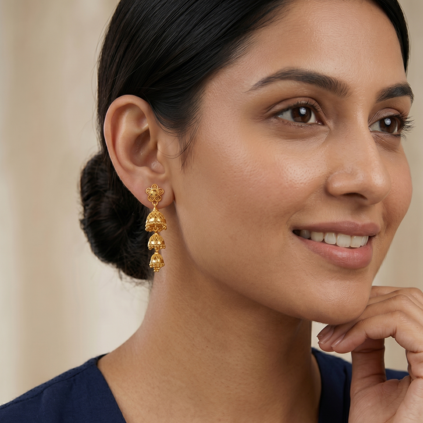jasmine 18k gold plated jhumkas