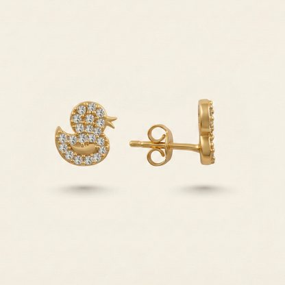 Glittering Duck Gold Plated Studs