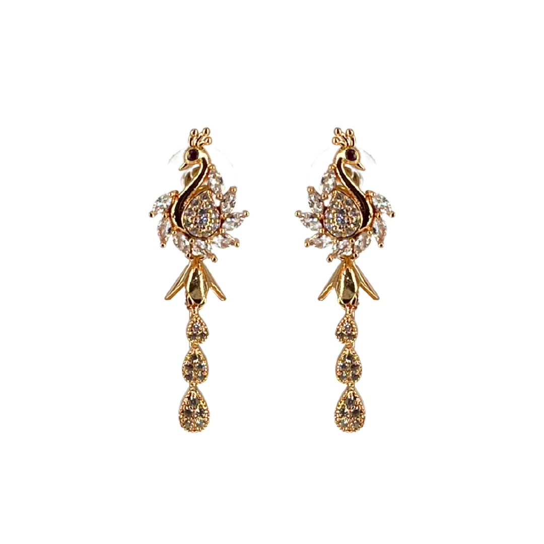 peacock royale rose gold plated earrings