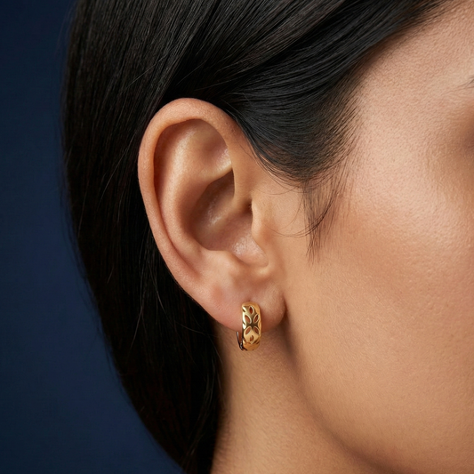 Leaf Cutout 18K Gold Plated Hoops