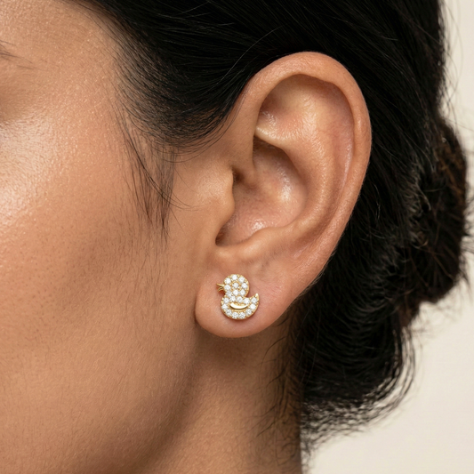 Glittering Duck 18K Gold Plated Studs