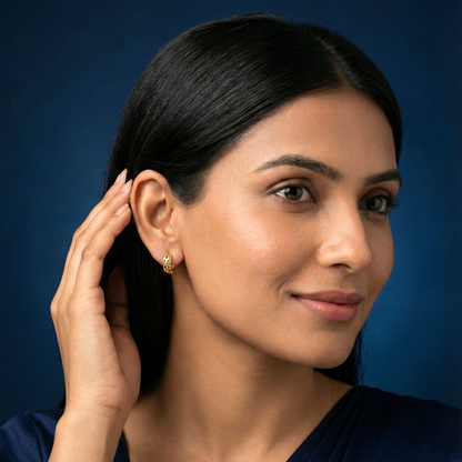 Cutout Leaf Gold Plated Huggie Hoops