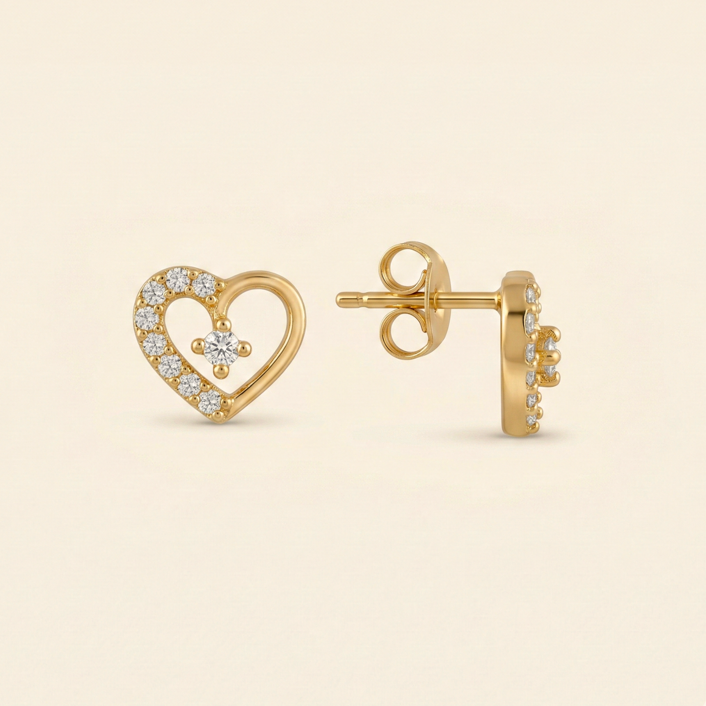 cupid's heart gold plated studs
