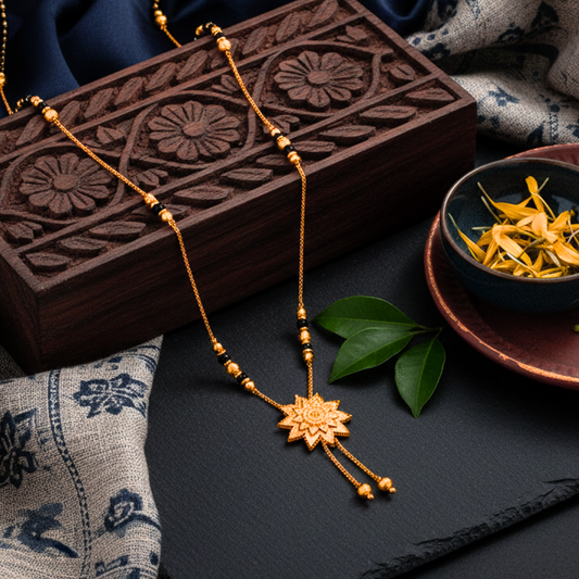Eternal Blossom 18 KT Thick Gold Plated Mangalsutra