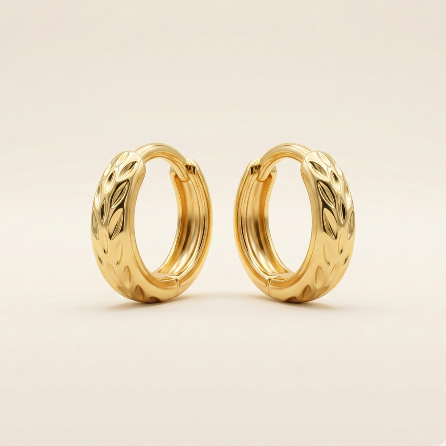 laurel leaf gold plated huggie hoops