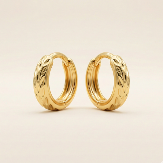 Laurel Leaf Gold Plated Huggie Hoops