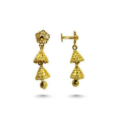 Apsara Gold Plated Temple Jhumkas