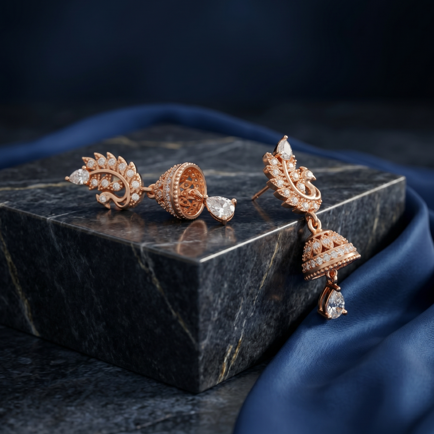 mayura 18k rose gold plated jhumkas