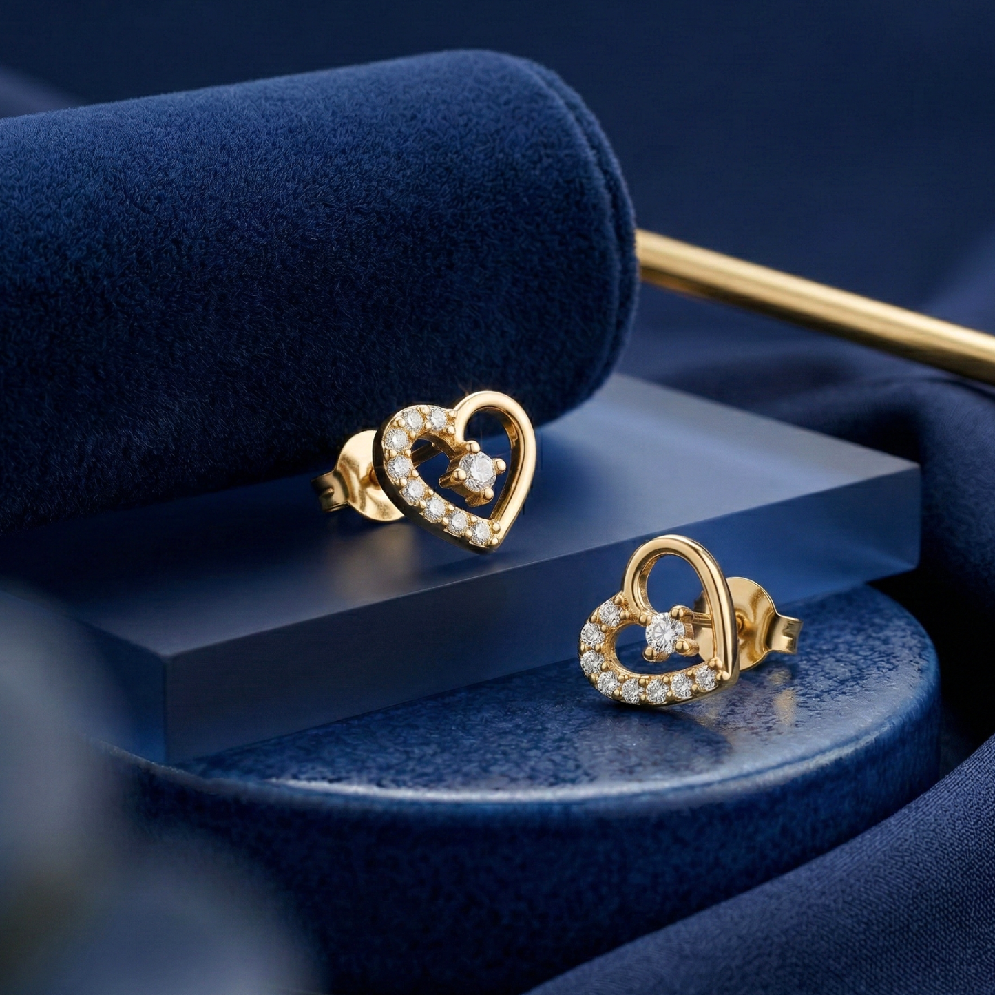cupid's heart gold plated studs