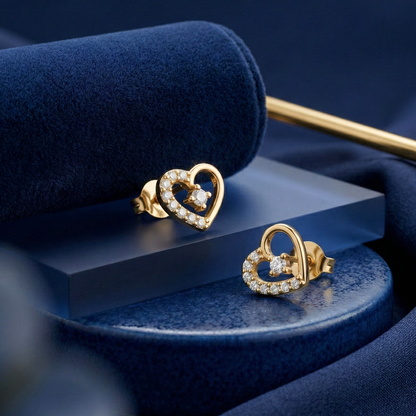 Cupid's Heart Gold Plated Studs
