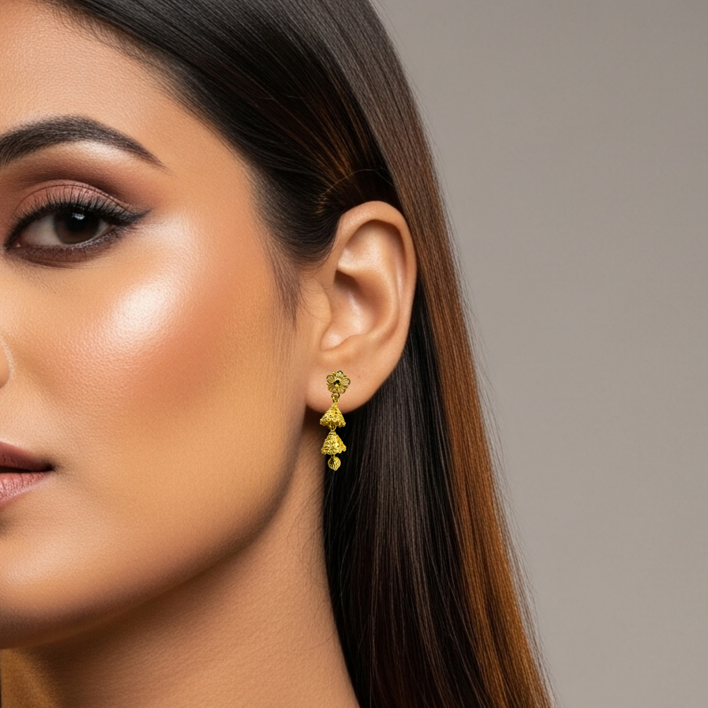 apsara gold plated temple jhumkas