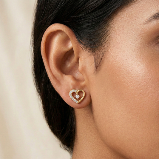 Cupid's Heart 18K Gold Plated Studs