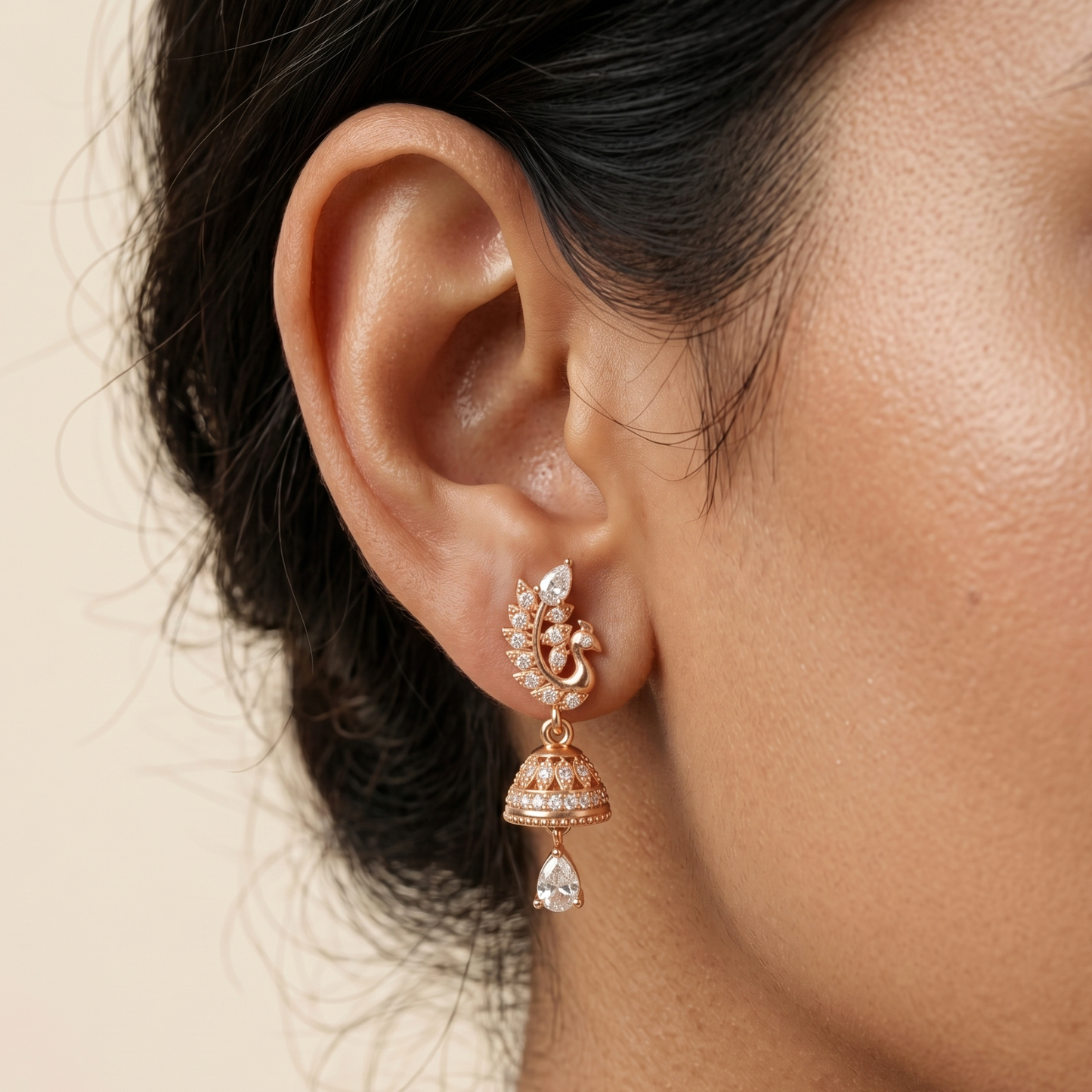 mayura 18k rose gold plated jhumkas