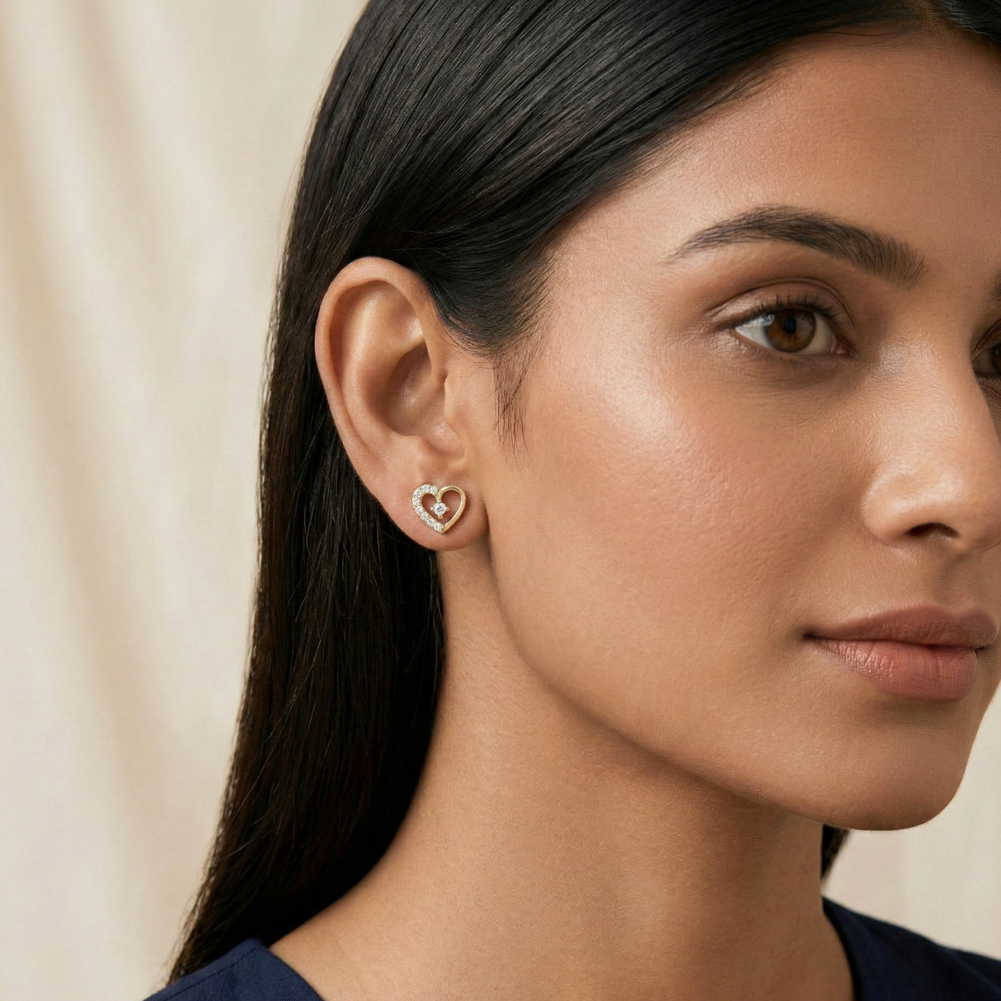 cupid's heart gold plated studs